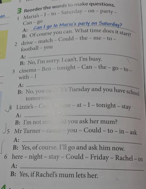 Reorder the words to make questions