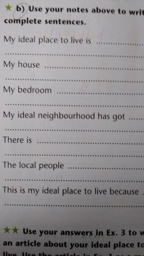 Use your notes above to write complete sentencesPlis pliz