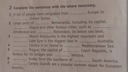 complete the sentences with the where necessary