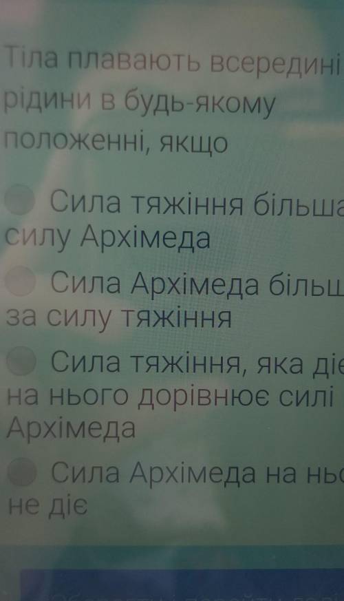 Тіла плавають всередині рідини в будь