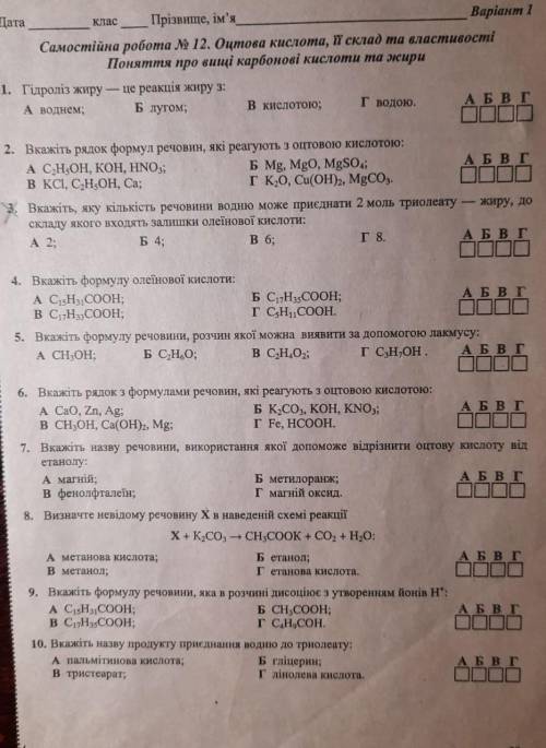 іть хімія контрольна робота