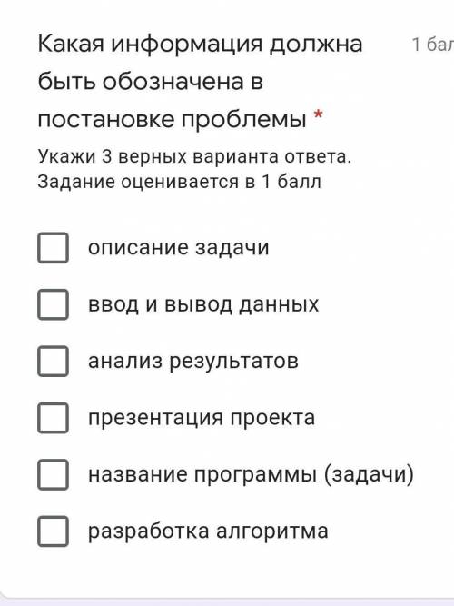 Какая информация должна быть обозначена в постановке проблемы *​