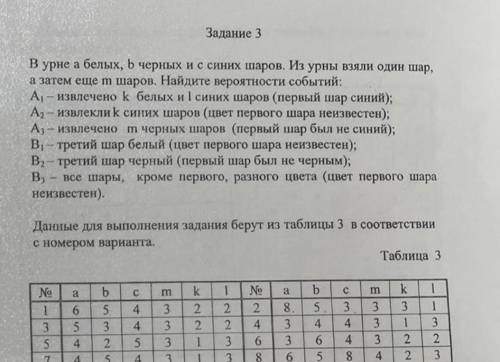 Решите . 3 вариант. (таблица под номером 3)