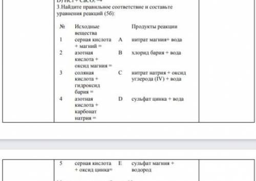 Найдите правильное соответствие и составьте уравнение реакции​