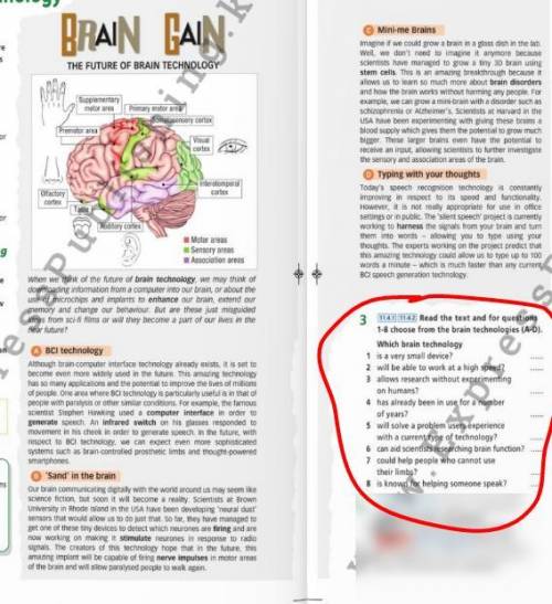 2 11.4.1 11.4.2 Read the text and for questions 1-8 choose from the brain technologies (A-D). Which