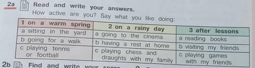 2a Read and write your answers.How active are you? Say what you like doing: ДАМ 45Б