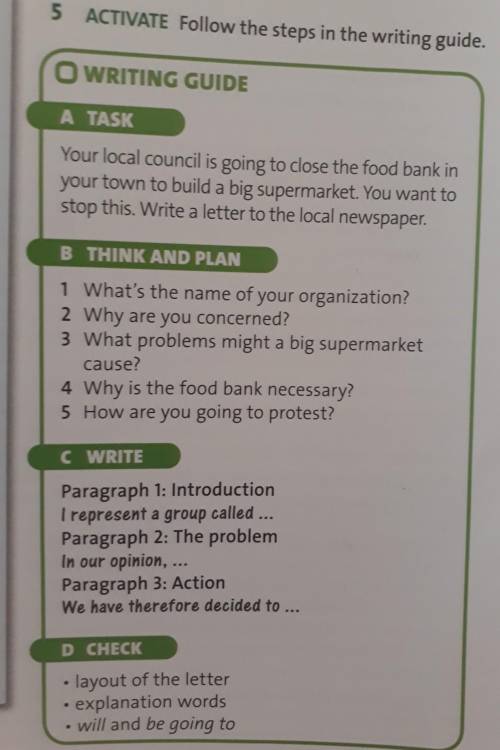 ACTIVATE Follow the steps in the writing guide.