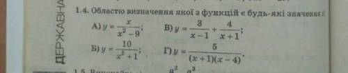 Областю визначення якої з функцій є будь-які значення x