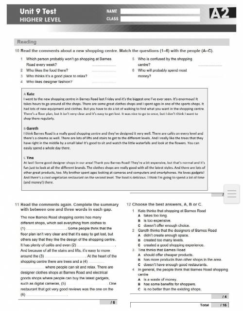 Getway 2nd edition a2 unit 9 test 