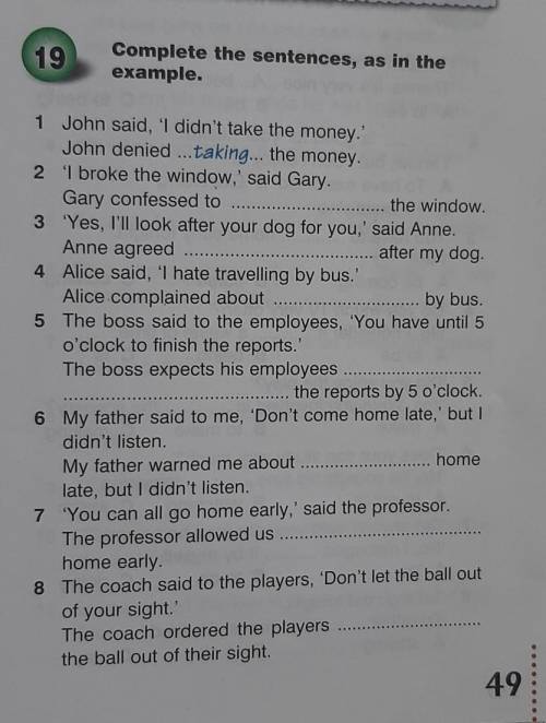 Complete the sentence,as in in the example