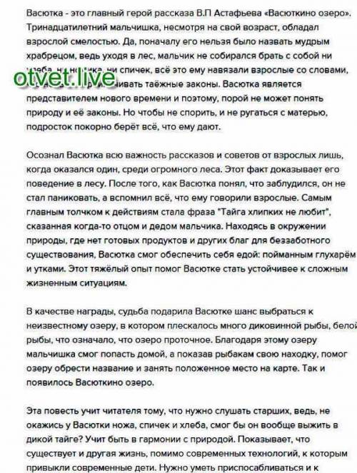 Написать сочинение на тему Что Васютке выжить в тайге? не менее одной страницы​