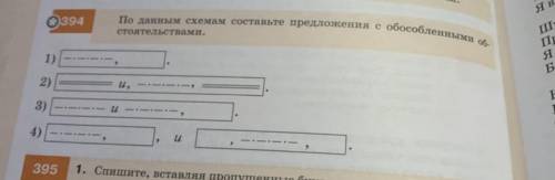 По данным схемам составьте предложения с обособленными об- стоятельствами.