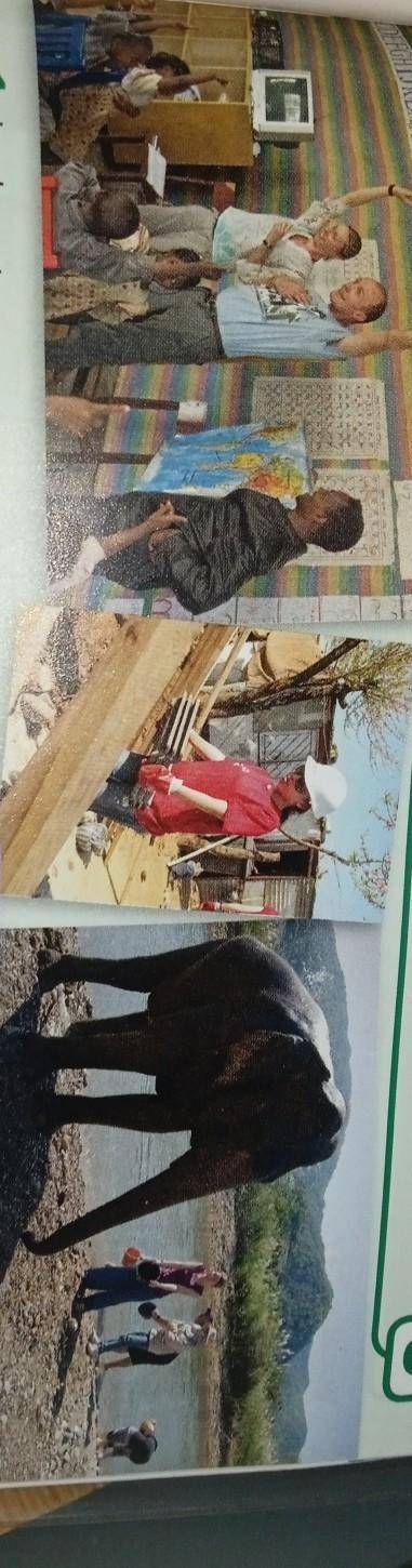 1 Look at the photos. Where are thepeople and what are they doing?