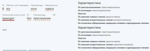 Синтаксический разбор предложения: В эту ночь чудеса приходят безприглашения.​