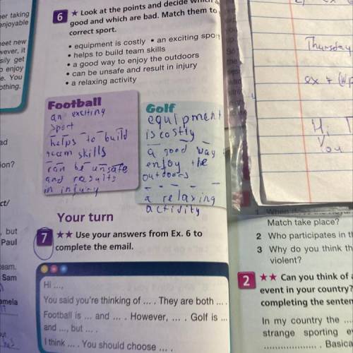 Use your answers from ex6 to complete the email