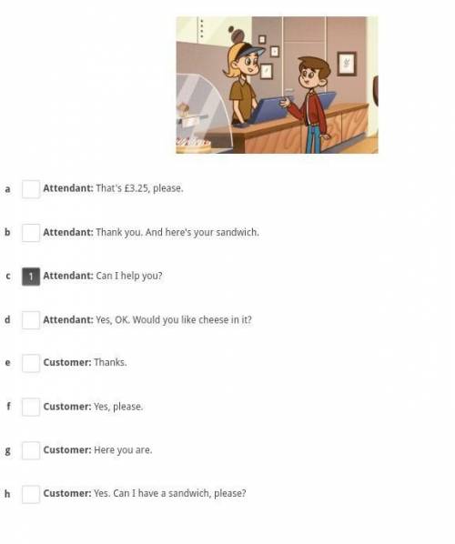 Put the sentences in the dialogue in the correct order.