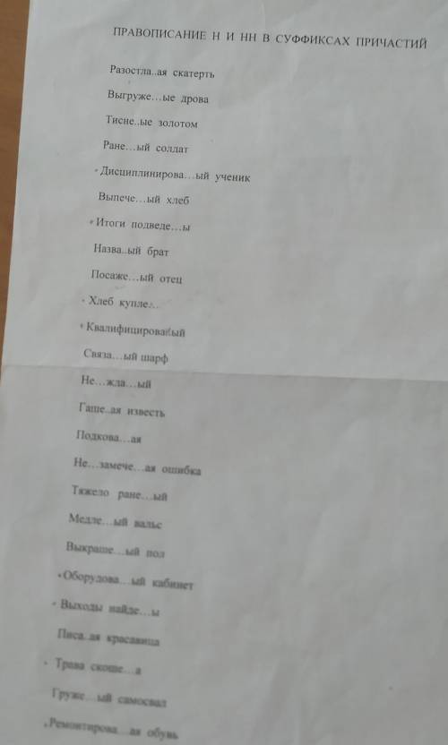 Объясните правописание н и нн в суффиксах данных причастий 
