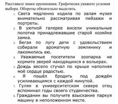 Расставьте знаки препинания, графически выделите условие выбора. Обороты обязательно выделить русски