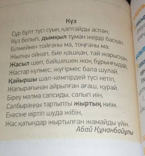 Главная и второстепенная идея стиха на казахском