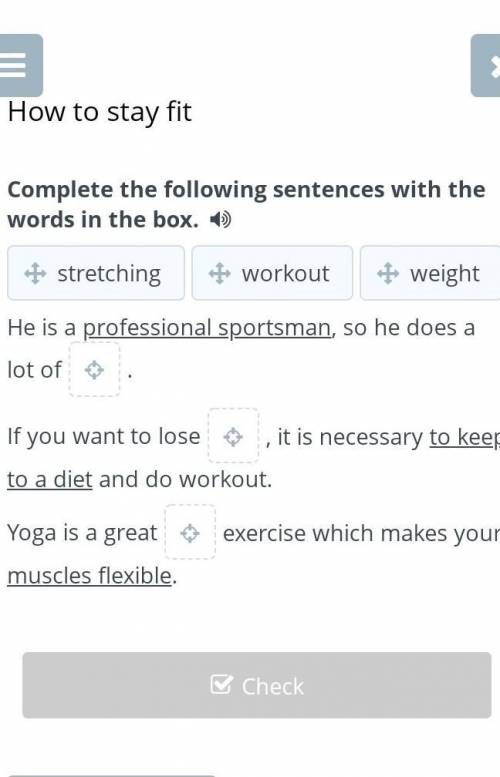How to stay fitComplete the following sentences with the words in the box. 