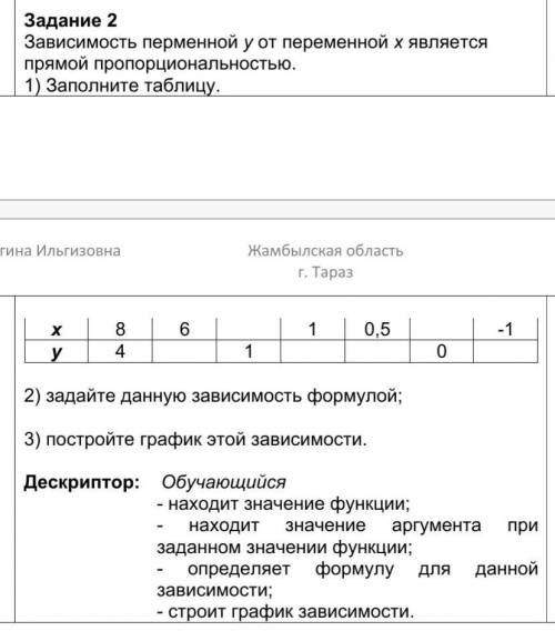 Задание 2 Зависимость перменной y от переменной х является прямой пропорциональностью. 