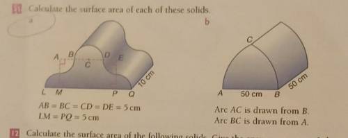 Calculate the surface area of each of these solids.