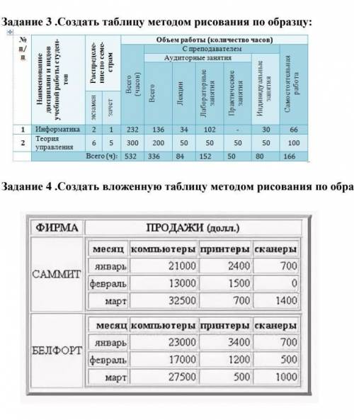 Сделайте 2 таблици по информатике