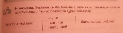 Составьте предложения с данными окончаниями на казахском