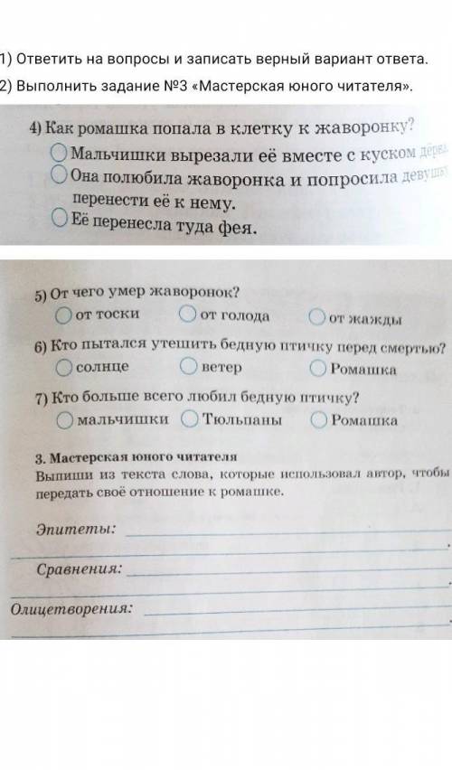 Лит чит ответь на вопросы не че не понятно, 3 класс 