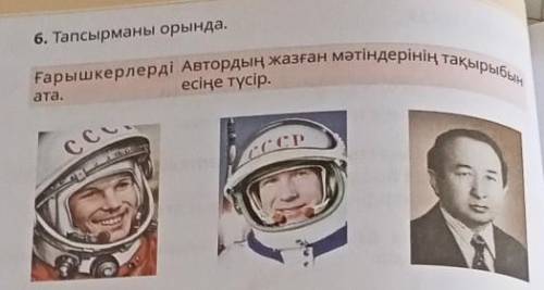 6. Тапсырманы орында. Ғарышкерлерді Автордың жазған мәтіндерінің тақырыбыната.есіңе түсір.с Сс