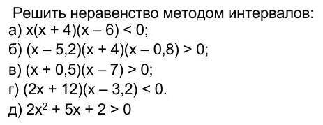 Решите неравенства методом интервалов 