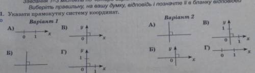 Указати прямокутну систему координат.B)B)+-Б)Г)Г)