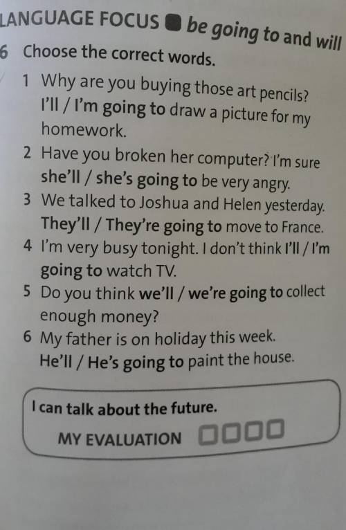 Choose the correct words 20