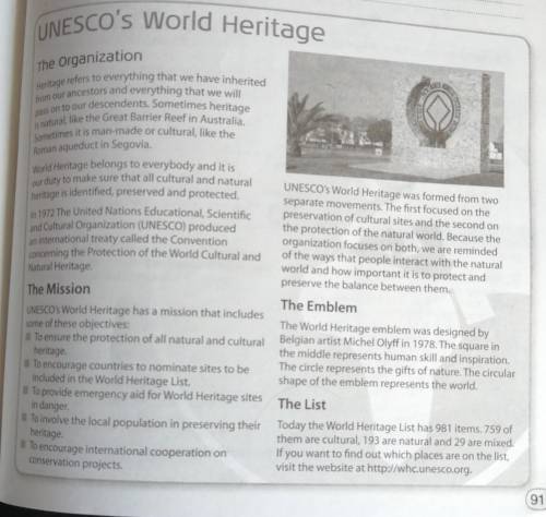 52 Read and listen to the text. Answer the questions.1 What does UNESCO stand for?Unesce stands for