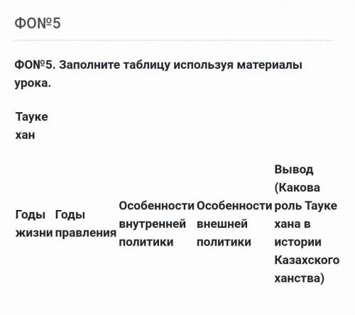 история Казахстана ФО номер 5