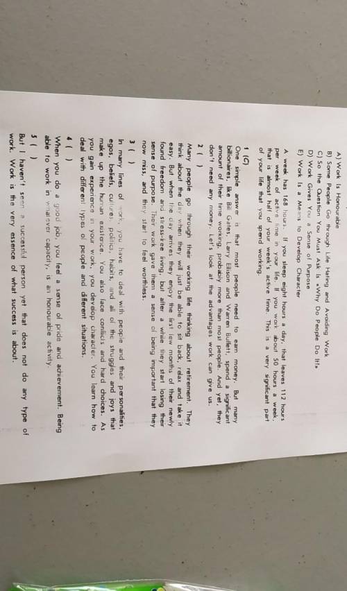 2 Read the text below. Match choices (A-E) to (1-5). An example (1) hasbeen done for you.