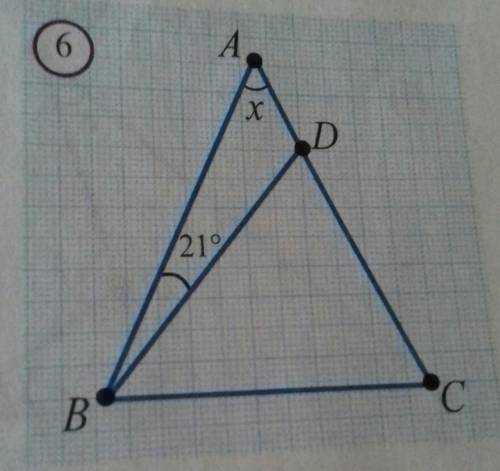 12. Найдите угол х, если AB= AC, BD= ВС на ри- сунке 6.  только с понятным обяснением​