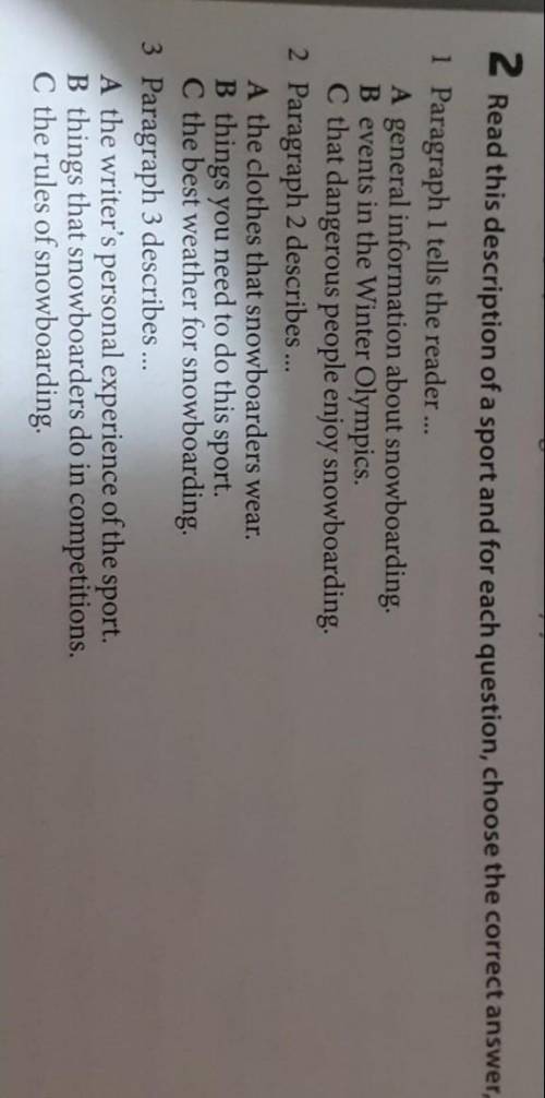 2)Read this description of a sport and for each question, choose the correct answer, A, B or C
