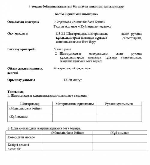 8 сынып қазақ әдебиеті бжб 4 тоқсан көмектесіндерш