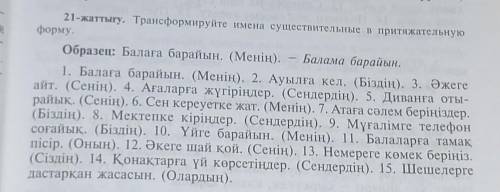 21-жаттығу. Трансформируйте имена существительные в притяжательнуюформу 