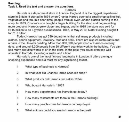 1 What type of business is Harrods? 2 In what year did Charles Harrod open his shop? 3 What product