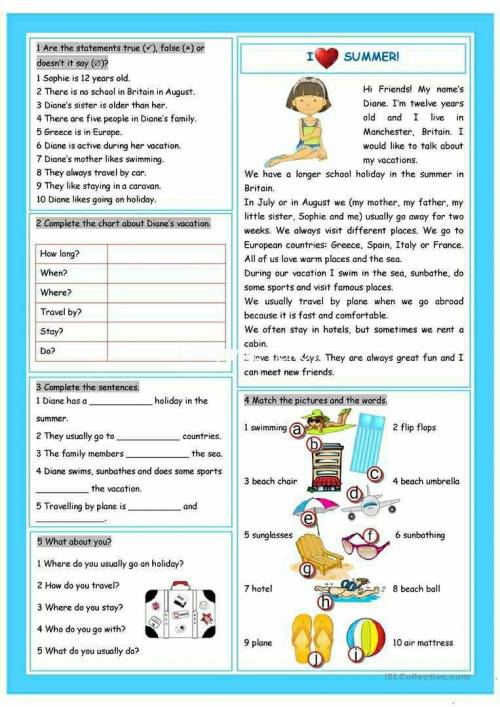 Task 1 Write True/ False/ Doesn't say.✍ ▪️Task 2 Complete the chart.✍ Заполни таблицу с краткой инф