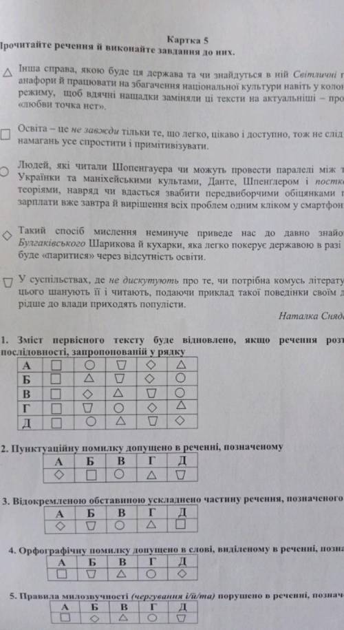 Картка 5 Прочитайте речення й виконайте завдання до них. Інша справа, якою буде ця держава та чи зна