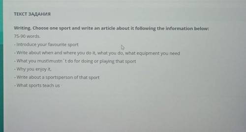Writing. Choose one sport and write an article about it following the information below: 75-90 words