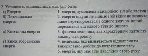 Установіть відповідність між