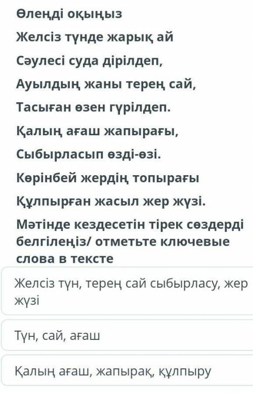 сор отметь ключевые слова в тексте