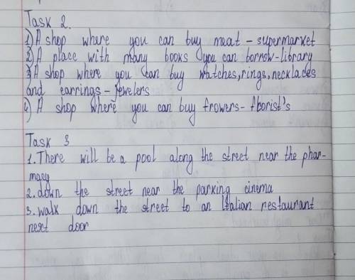 Task 3. Write how to get ( from the park) to - the swimming pool- the movie theater - the post offic