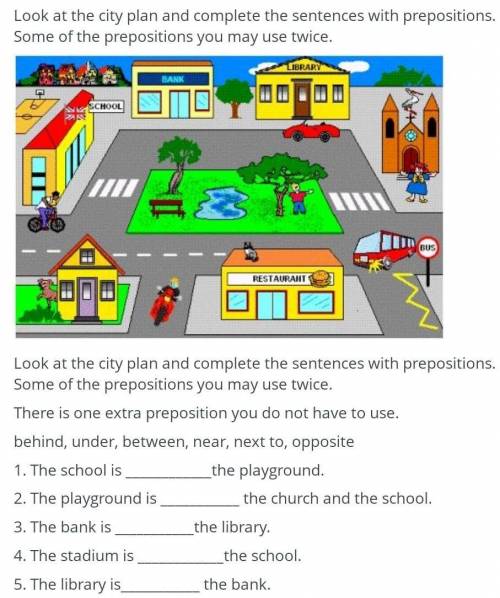 Look at the city plan and complete