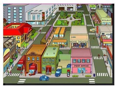 ИДЁТ СОР! Task 3. Look at the picture. You can see some city objects. Write down the answer the ques