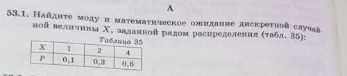 Найдите моду и математическое ожидание дискретной случайной величины Х,заданной рядом распределения